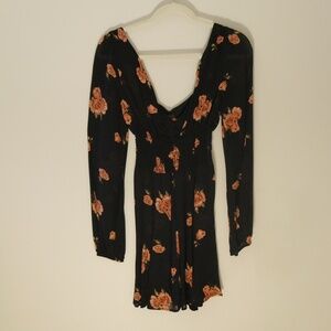 Reformation Black Long Sleeve with Floral Print